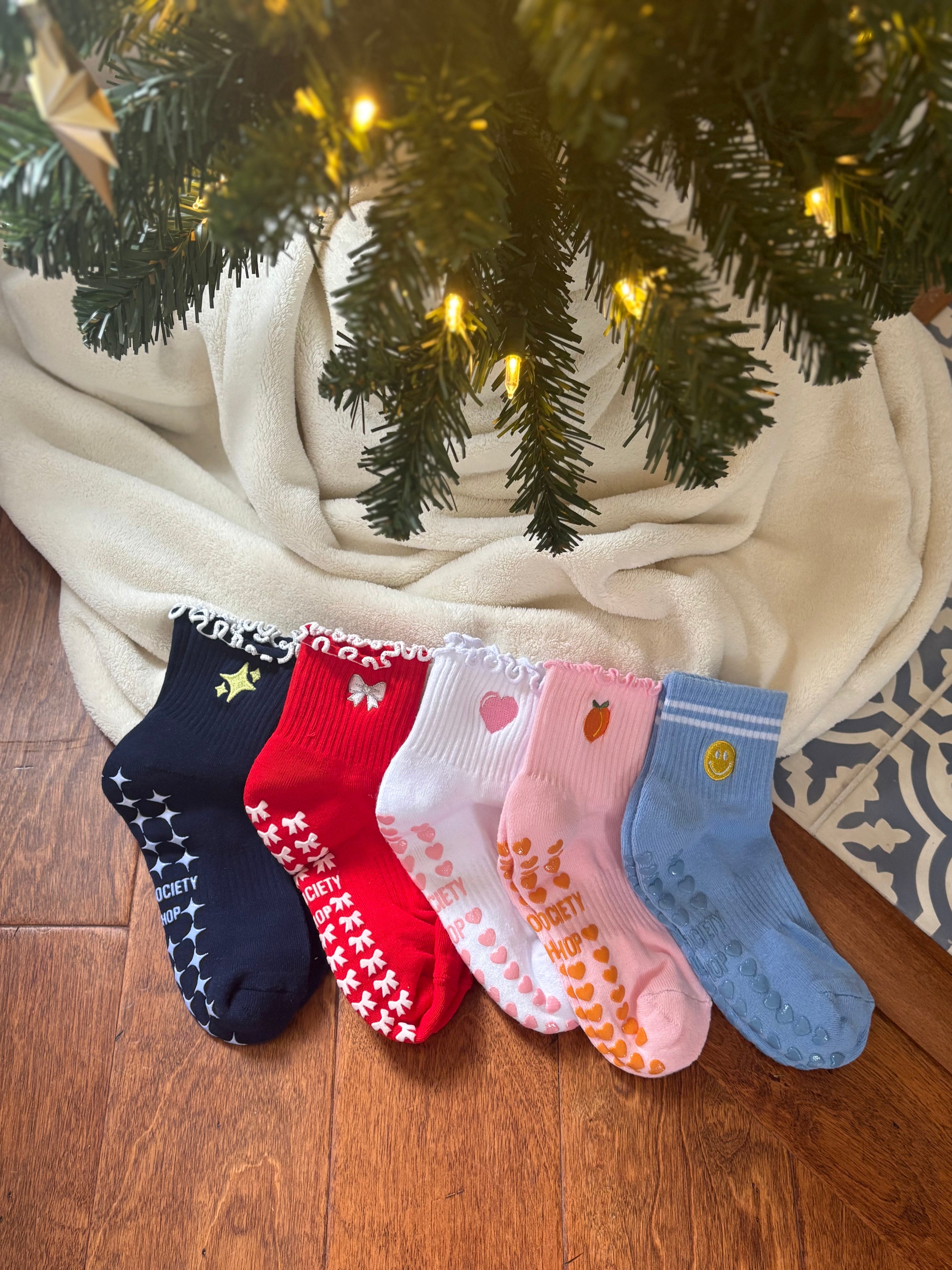 5 sock bundle with embroidered designs